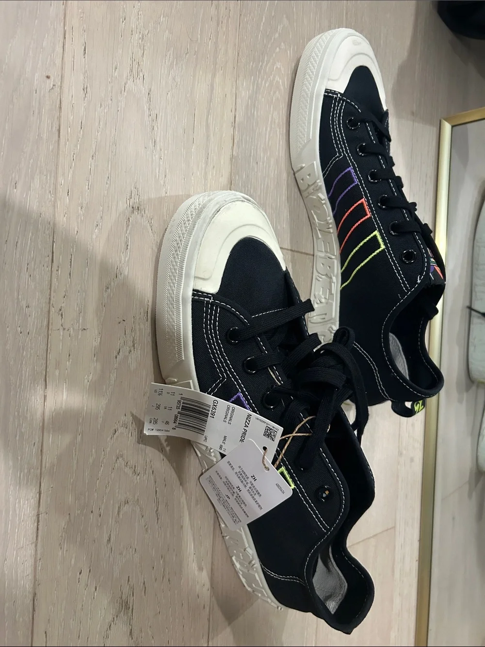 Adidas Originals Nizza Pride GX6391 Black Rainbow Canvas Sneakers Men’s 11